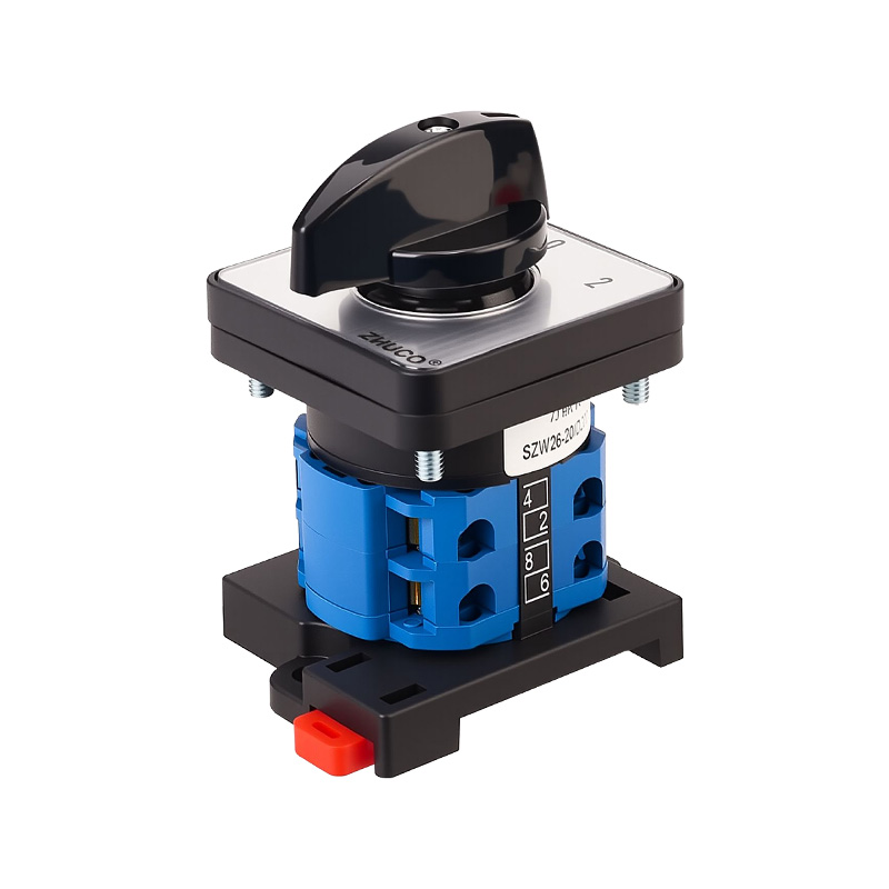 ZHUCO SZW26-20 D202.2-B11R Dreiteiliger Umschalter für DIN-Schienenmontage mit drei Positionen