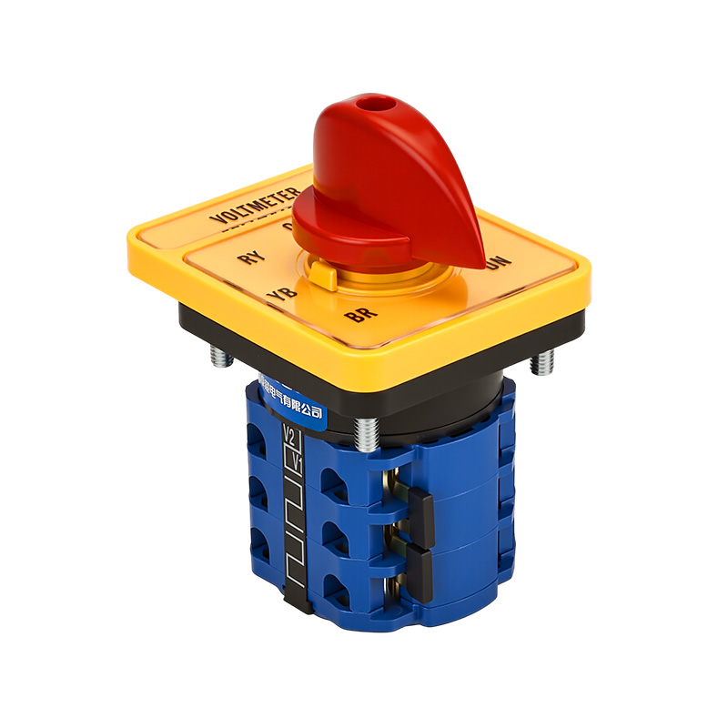 ZHUCO SZW26-20/YH5.3 Gelber Langfeld-Spannungsumschalter mit rotem Griff, sieben Positionen und drei Kanälen
