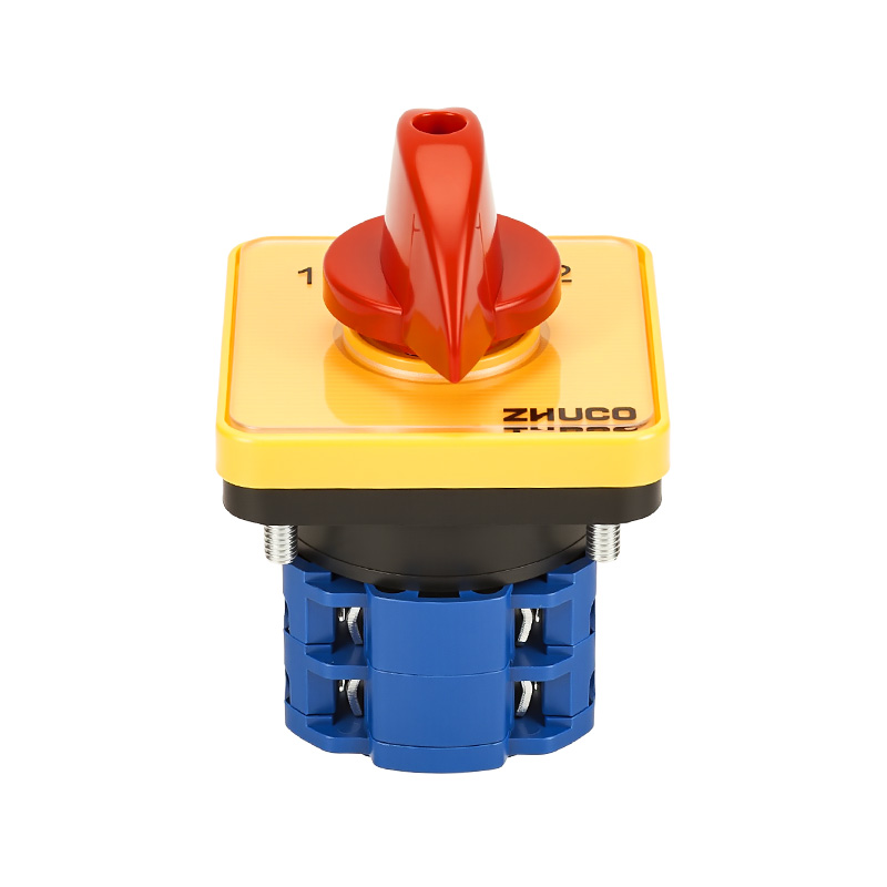 ZHUCO SZW26-20/D202.2 Gelbes Panel, roter Griff, 1-0-2, Dreistellungs-Zweiteil-Umschalter