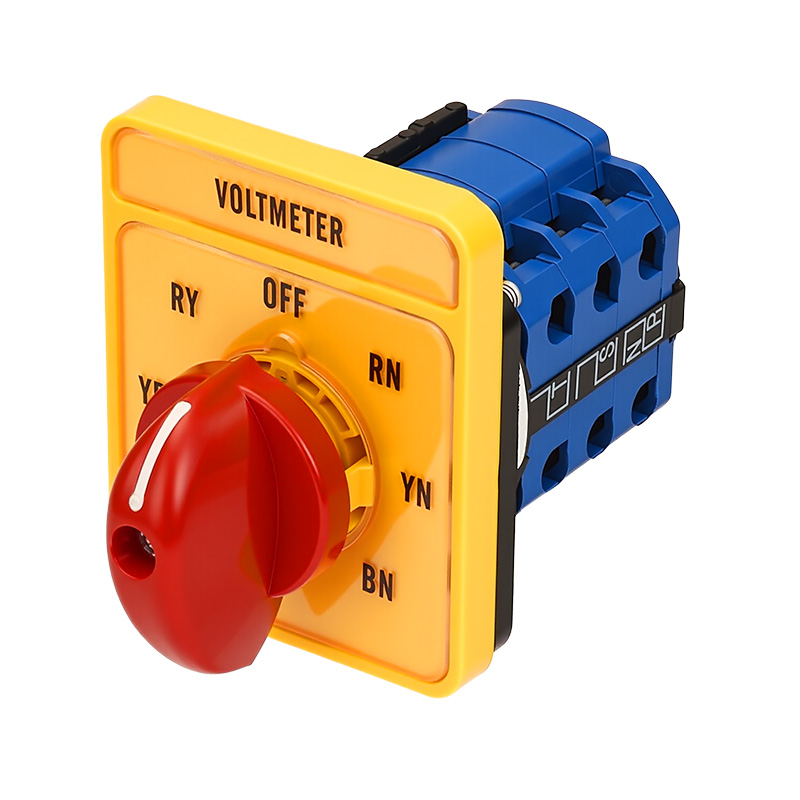 ZHUCO SZW26-20/YH5.3 Gelber Langfeld-Spannungsumschalter mit rotem Griff, sieben Positionen und drei Kanälen