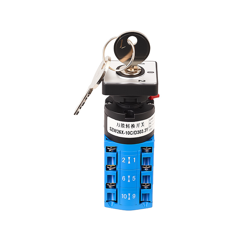 ZHUCO SZW26X-10C/D303.3Y 1-0-2 Dreistellungs-Dreiteiler-Umschalter mit kompakter Verriegelung und Einzellochmontage